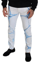 Load image into Gallery viewer, Dolce &amp; Gabbana White Blue Denim Cotton Jeans Stretch Skinny Fit Pant
