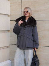 Load image into Gallery viewer, Rimini Genuine Fur Trim Wool Blend Parka in Graphite
