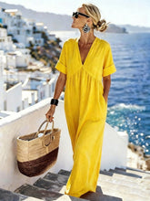 Load image into Gallery viewer, V-Neck Short-Sleeve High Waist Maxi Dress | Resort Style
