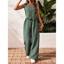 Load image into Gallery viewer, Women’s crop vest blazer wide leg pants set
