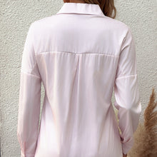 Load image into Gallery viewer, Women's Striped Lapel Long Sleeved Shirt Top
