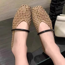 Load image into Gallery viewer, Women's Woven Square Toe Slip-On Pumps – Retro Roman Low Heel
