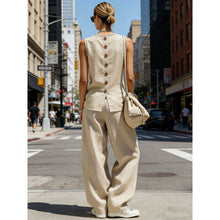 Load image into Gallery viewer, Women's Sleeveless Cardigan Top &amp; Pants Two-Piece Set
