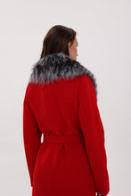 Load image into Gallery viewer, Genuine Silver Fox Virgin Wool Wrap Coat in Red

