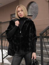Load image into Gallery viewer, Genuine Scandinavian Mink Fur Poncho with Fully Lined Mink Hood
