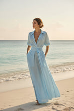 Load image into Gallery viewer, Women's Solid Color Waist-Slimming Maxi Dress — Flip Collar
