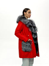Load image into Gallery viewer, Roma Genuine Silver Fox Fur Rabbit Fur Insulated Parka in Red
