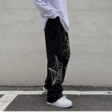Load image into Gallery viewer, Boys and Men's Black Streetwear Spider Web Pants - # BOAA13410013
