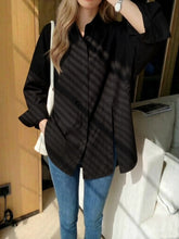 Load image into Gallery viewer, Women's Solid Color Drop Shoulder Button Side Slit Shirt
