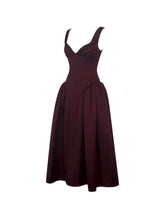 Load image into Gallery viewer, Omella Burgundy Ruched Bust Sweetheart Flared Midi Dress
