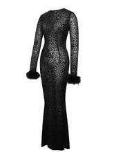 Load image into Gallery viewer, Patricia Black Leopard Burnout Velvet Mesh Backless Maxi Dress
