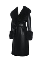 Load image into Gallery viewer, Zariah Black Faux Fur Trimmed Longline Coat
