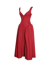 Load image into Gallery viewer, Nahla Red Drop Waist Midi Dress with Buttons
