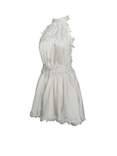 Load image into Gallery viewer, Idalia Pearl White Beaded Lace Trim Backless Halter Mini Dress
