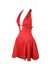 Load image into Gallery viewer, Peyton Ruby Plunging Halter Keyhole Mini Dress

