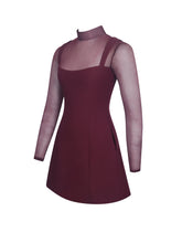 Load image into Gallery viewer, Natasha Burgundy Faux Two-Piece Turtleneck Mini Dress
