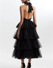 Load image into Gallery viewer, Ruffle Layered tulle Hem Haltered A-line tutu French style long prom dress
