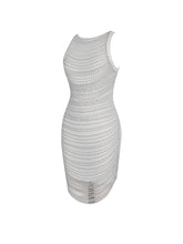 Load image into Gallery viewer, Iliana White Pearl Chain Embellished Midi Dress
