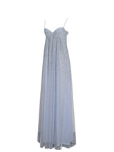 Load image into Gallery viewer, Wallie Baby Blue Rhinestone Embellished Mesh Backless Gown
