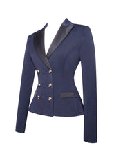 Load image into Gallery viewer, Nasia Navy Blue Double Breast Backless Blazer
