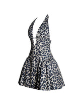 Load image into Gallery viewer, Mackenzie Cheetah Print Halter Linen Mini Dress
