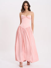 Load image into Gallery viewer, Najwa Baby Pink Ruched Breast Drop Waist Maxi Dress
