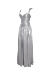 Load image into Gallery viewer, Palmer Silver Glitter Drop Waist Maxi Dress
