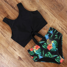 Load image into Gallery viewer, Modern High Waist Bikini Leopard Swimsuit Women Bikini Floral Swimsuit Set Two Piece Swimsuit For Women High Neck Bikini Push Up Swimwear Summer High Waisted Bathing Suit

