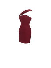 Load image into Gallery viewer, Ovelia Crimson Satin Ribbon Strapless Mini Dress
