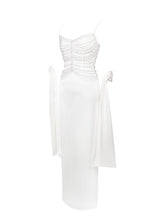 Load image into Gallery viewer, Karmen Pearl Top Pencil Slip Gown with Scarf

