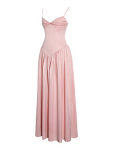 Load image into Gallery viewer, Najwa Baby Pink Ruched Breast Drop Waist Maxi Dress
