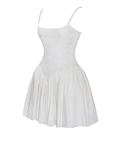 Load image into Gallery viewer, Kadi White Cotton Drop Waist Corset Mini Dress
