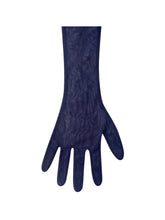Load image into Gallery viewer, Ora Navy Mesh Opera-Length Gloves
