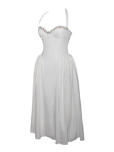 Load image into Gallery viewer, Gianna White Embroidered Halter Maxi Dress
