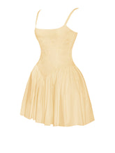 Load image into Gallery viewer, Kadi Yellow Cotton Drop Waist Corset Mini Dress
