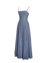 Load image into Gallery viewer, Abygail Stripe Cotton Denim Maxi Dress
