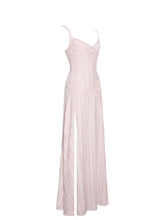 Load image into Gallery viewer, Mallory Baby Pink Stripe Jacquard High Slit Gown
