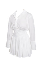Load image into Gallery viewer, Jamila White Shirt Mini Dress with Embroidered Waist Detail
