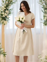 Load image into Gallery viewer, 100% Linen Natural Summer V-Neck Dress ALEXA
