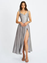 Load image into Gallery viewer, Palmer Silver Glitter Drop Waist Maxi Dress
