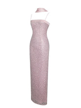 Load image into Gallery viewer, Raizel Pink Beaded Sequin Bodycon Gown with Scarf
