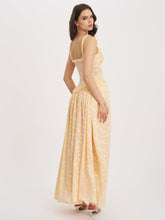 Load image into Gallery viewer, Ulissa Orange Square Neck Jacquard Textured High Slit Maxi Dress

