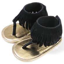 Load image into Gallery viewer, Baby Summer Newborn 0-18M Infant Baby Girls Children's Sandals Summer New Retro Tassel Flannel Baby  Shoes Solid Non-slip
