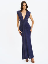 Load image into Gallery viewer, Terri Navy Sparkle Plunging Backless Maxi Dress
