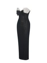 Load image into Gallery viewer, Faith Black and White Polka Dot Sweetheart Maxi Dress
