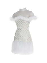 Load image into Gallery viewer, Taylor Ivory Fur Trimmed Beaded Bouclé Mini Dress
