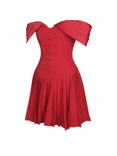 Load image into Gallery viewer, Narelle Crimson Off-Shoulder Sweetheart Drop Waist Mini Dress
