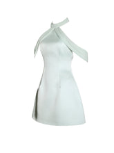 Load image into Gallery viewer, Zafrina Light Cyan Halter Off-shoulder Backless Mini Dress
