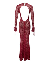 Load image into Gallery viewer, Waylynn Burnout Velvet Detail Mesh Backless Maxi Dress
