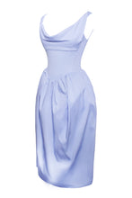 Load image into Gallery viewer, Reina Blue Drop Waist Corset Midi Dress
